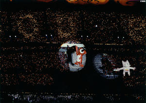 88올림픽폐회식공연중92년바르셀로나올림픽마스코트코비와호돌이모습